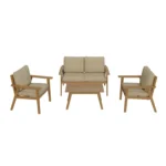 Salon de Jardin Bas Halong 4 personnes en bois beige – HYBA
