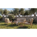 Salon de Jardin Bas Halong 4 personnes en bois beige – HYBA – Image 2
