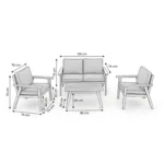 Salon de Jardin Bas Halong 4 personnes en bois beige – HYBA – Image 3