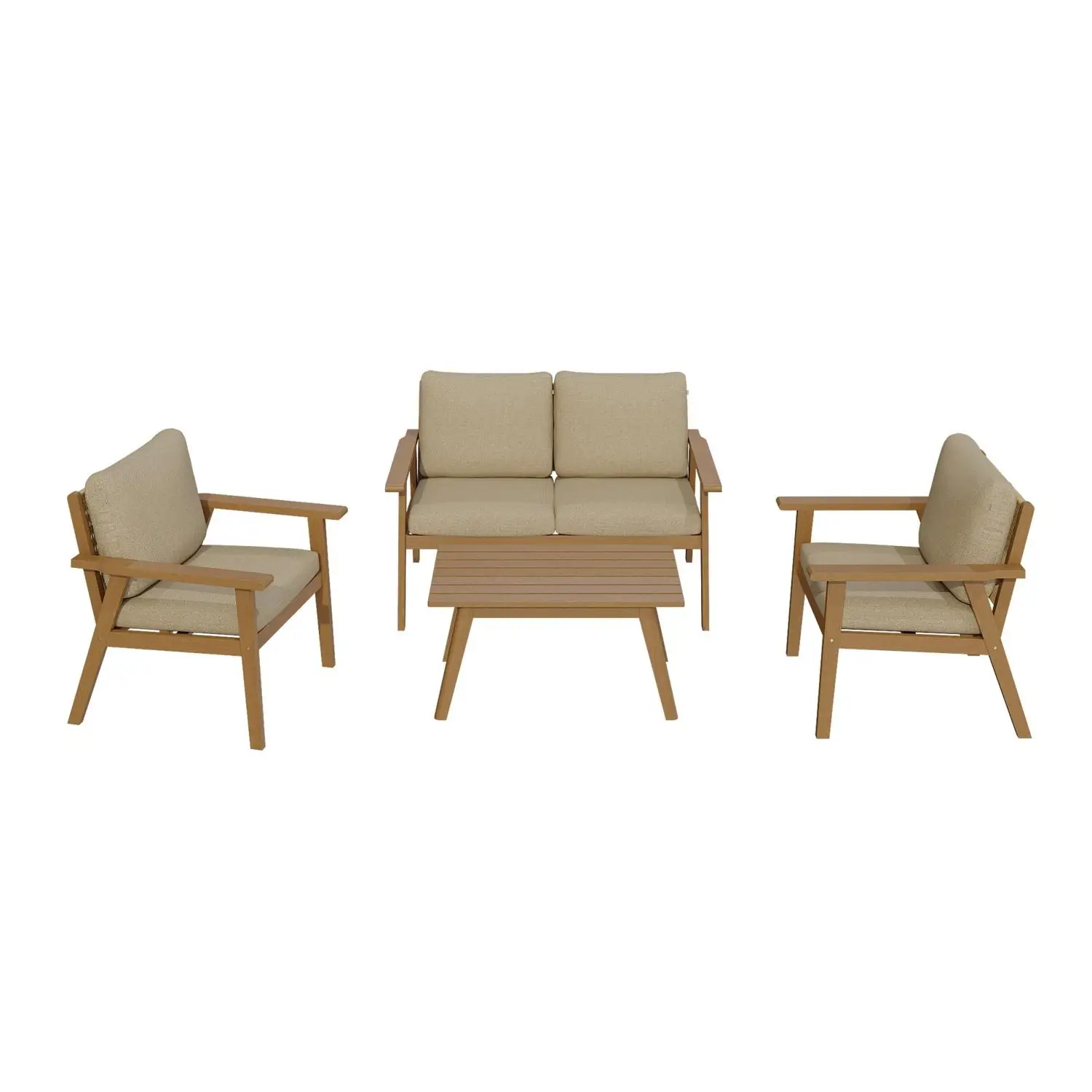 3617702258416 Salon de Jardin Bas Halong 4 personnes en bois beige – HYBA – Image 1
