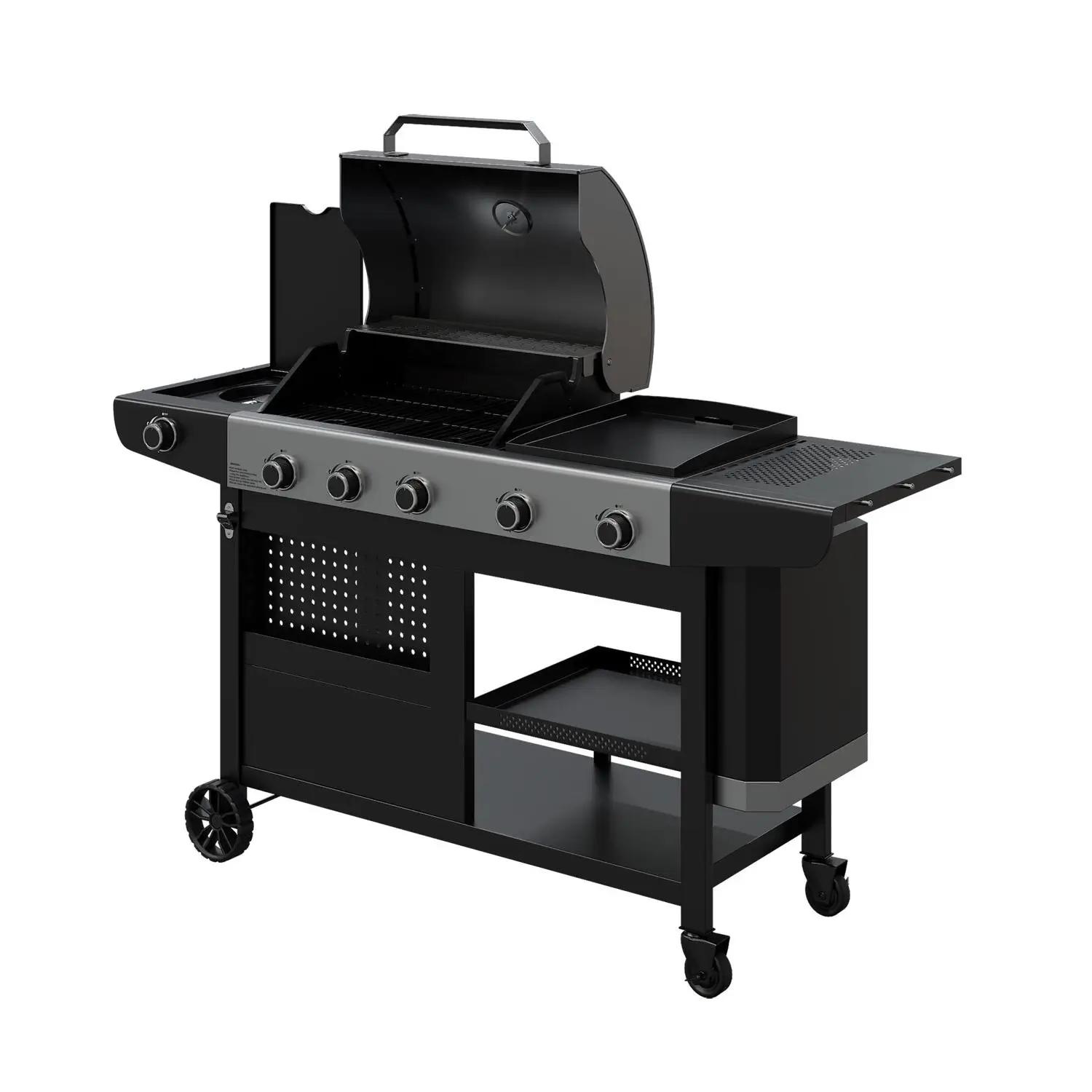 3617702266015 Barbecue à Gaz Nashville 6 brûleurs avec Four à Pizza et 4 roulettes – HYBA – Image 1