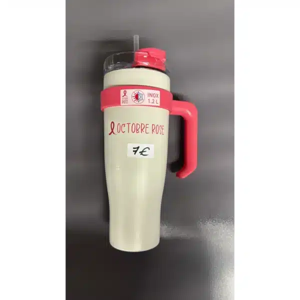 Mug de transport isotherme 1,2 L creme et rose - Carrefour