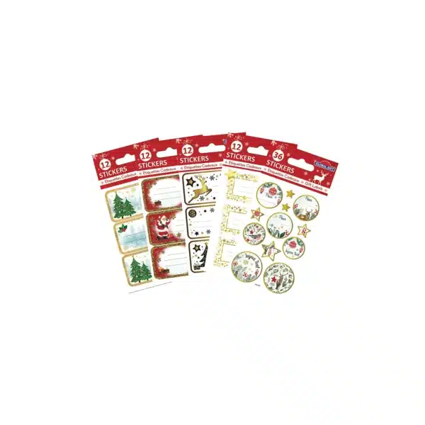 Étiquettes cadeaux de Noël - Format 8 x 12 cm, motifs festifs – CARREFOUR