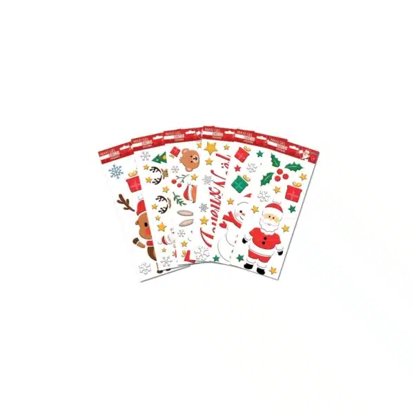 Stickers de fenêtre Maxi Gel Déco Noël 15 x 37 cm modèles assortis – Global Gift