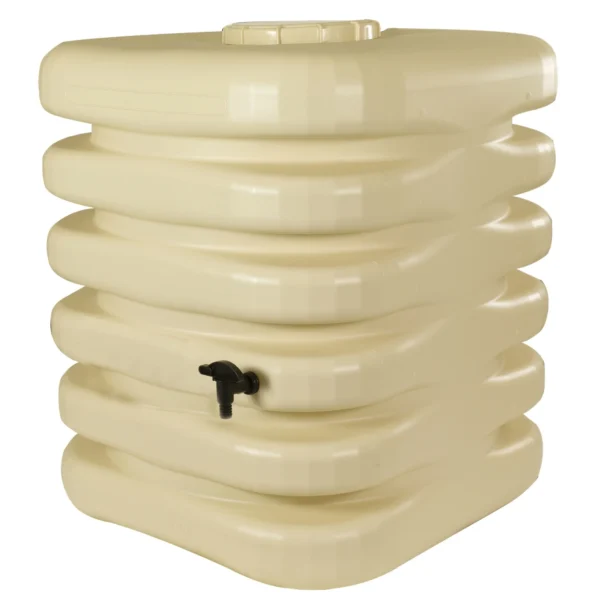 Récupérateur d'eau de pluie cubique 1000L Beige avec robinet et kit chéneau - BELLI