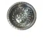 Saladier décoratif en métal chromé Ø30 cm - décor floral repoussé