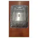Plateau de service rectangulaire chromé à décor baroque - 44,5 x 34,5 cm