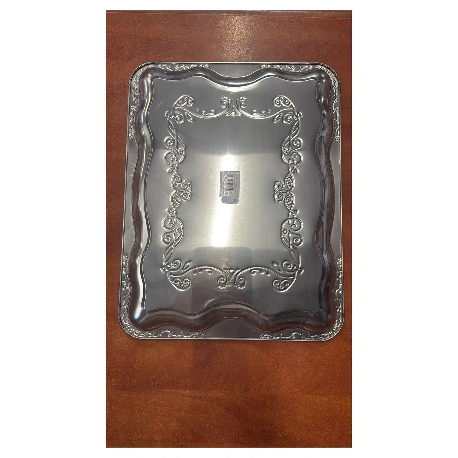 3700991403299 Plateau de service rectangulaire chromé à décor baroque - 44,5 x 34,5 cm – Image 1