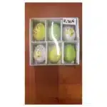 Œufs de Pâques décoratifs en bois - Lot de 6, tons jaune et vert