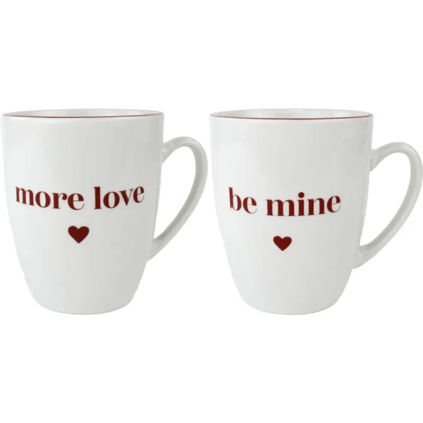 Lot de 2 Mugs 'Heart' en Porcelaine – Générique