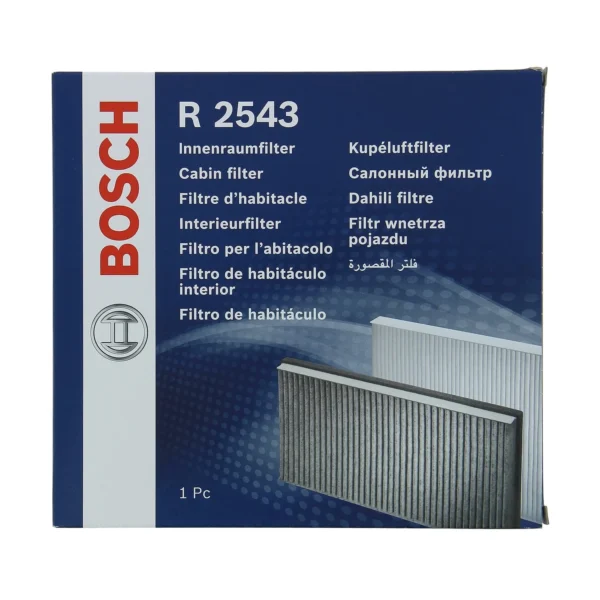 Filtre d'habitacle charbon actif R2543 anti-pollen VW Golf Audi A3 254x233x31 mm - BOSCH