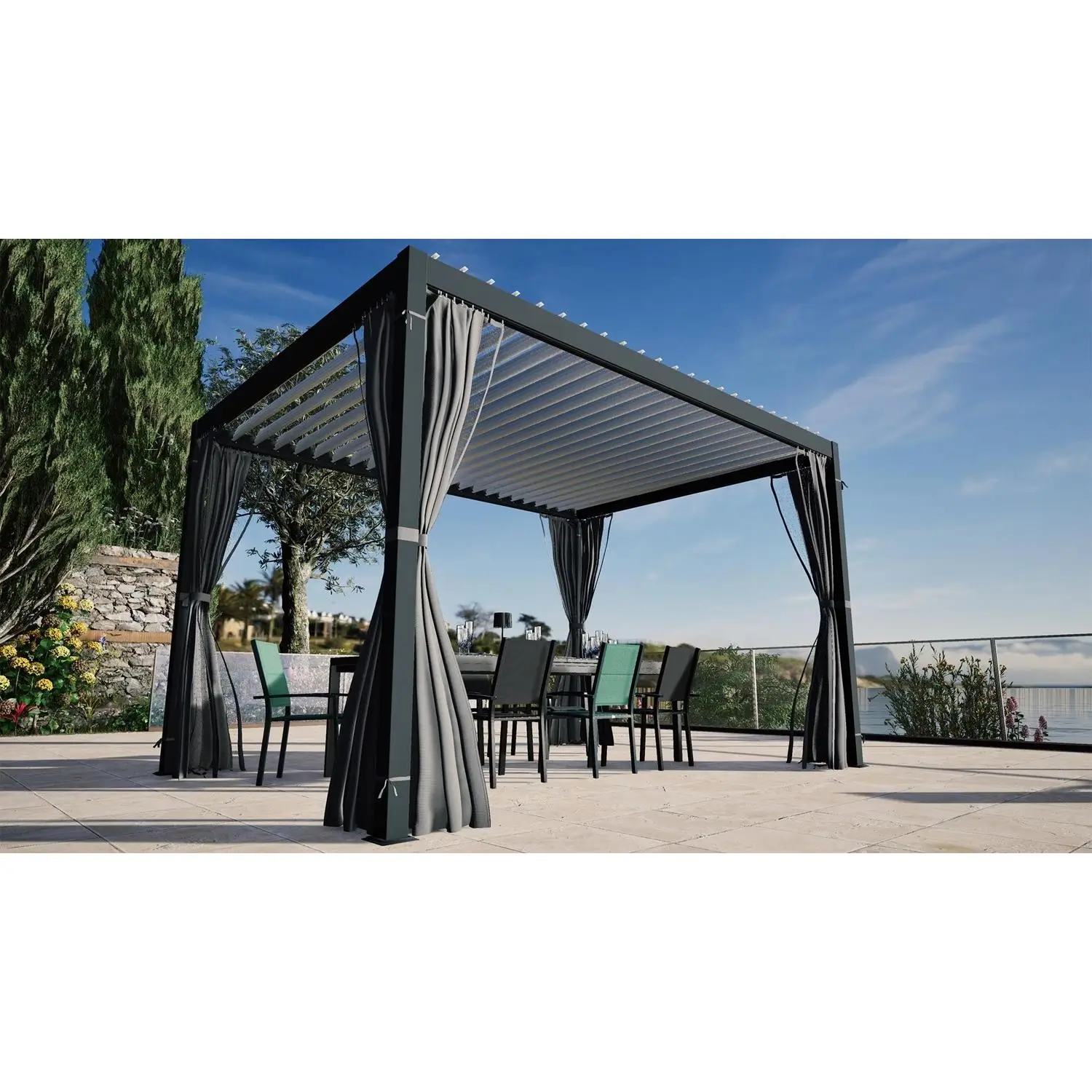 4711338316805-4 Pergola bioclimatique Tropea 3x4m avec moustiquaire – Générique – Image 1