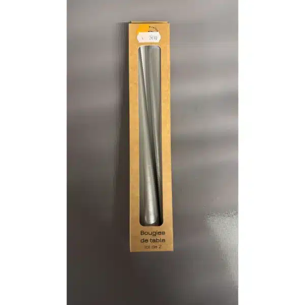 Lot de 2 bougies coniques argentées de table - Carrefour