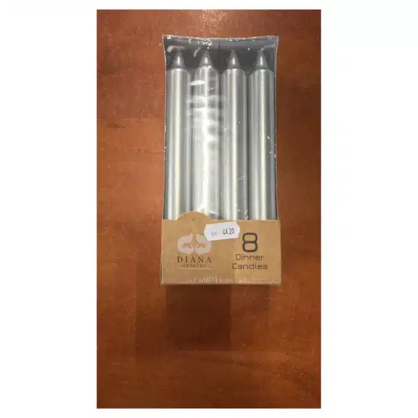 Lot de 8 bougies flambeau Diana Candles argentées - Dinner Candles