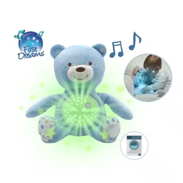 Veilleuse musicale projecteur Baby Bear bleu 3 effets lumineux dès naissance - CHICCO