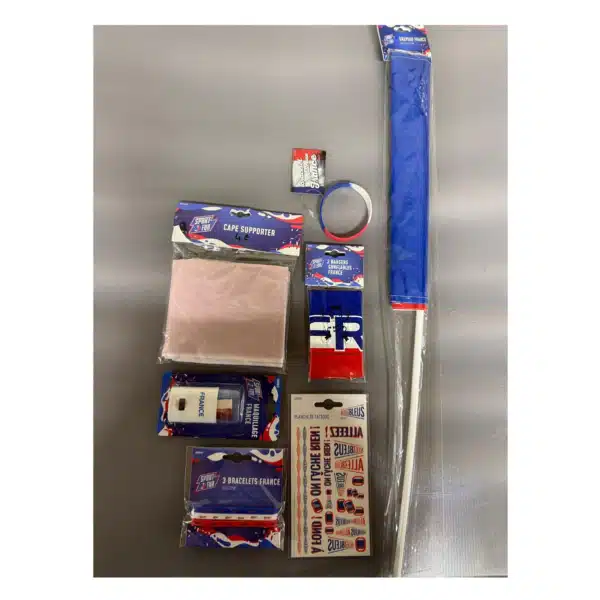 Kit supporter France 7 pièces - Cape, bangers, maquillage & bracelets Coupe du Monde 2026