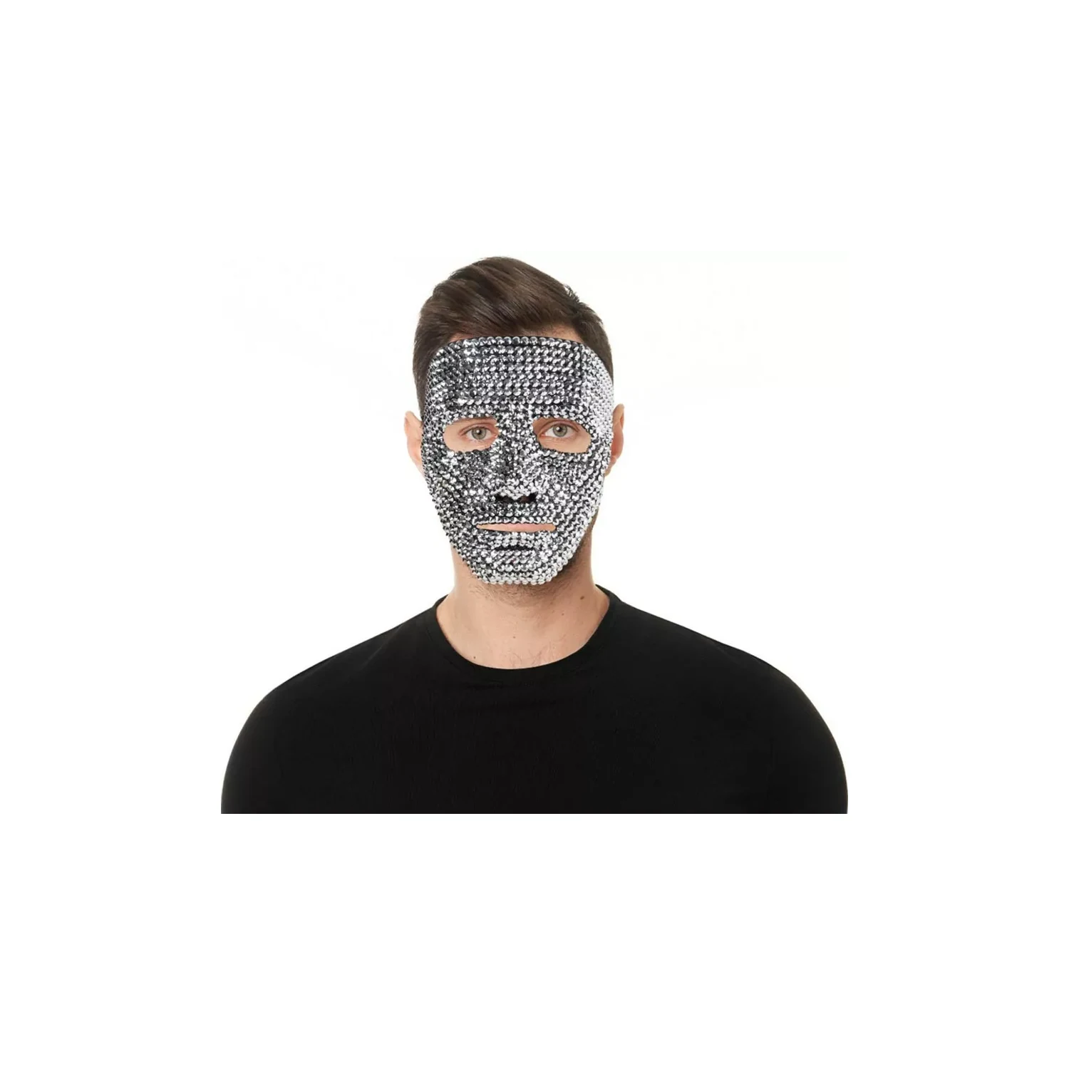 8435507883252 Masque de déguisement gemme argenté brillant en plastique - Partilandia – Image 1