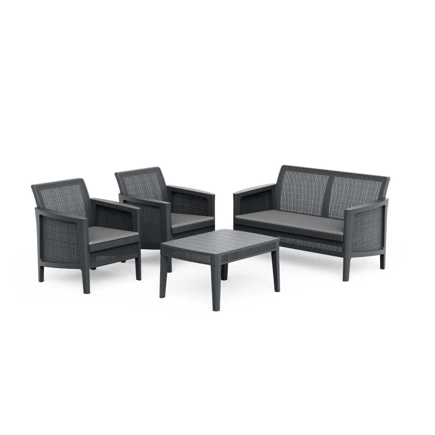 8711245162256 Salon de jardin bas Atlas en résine gris 4 places - 5 pièces – KETER – Image 1