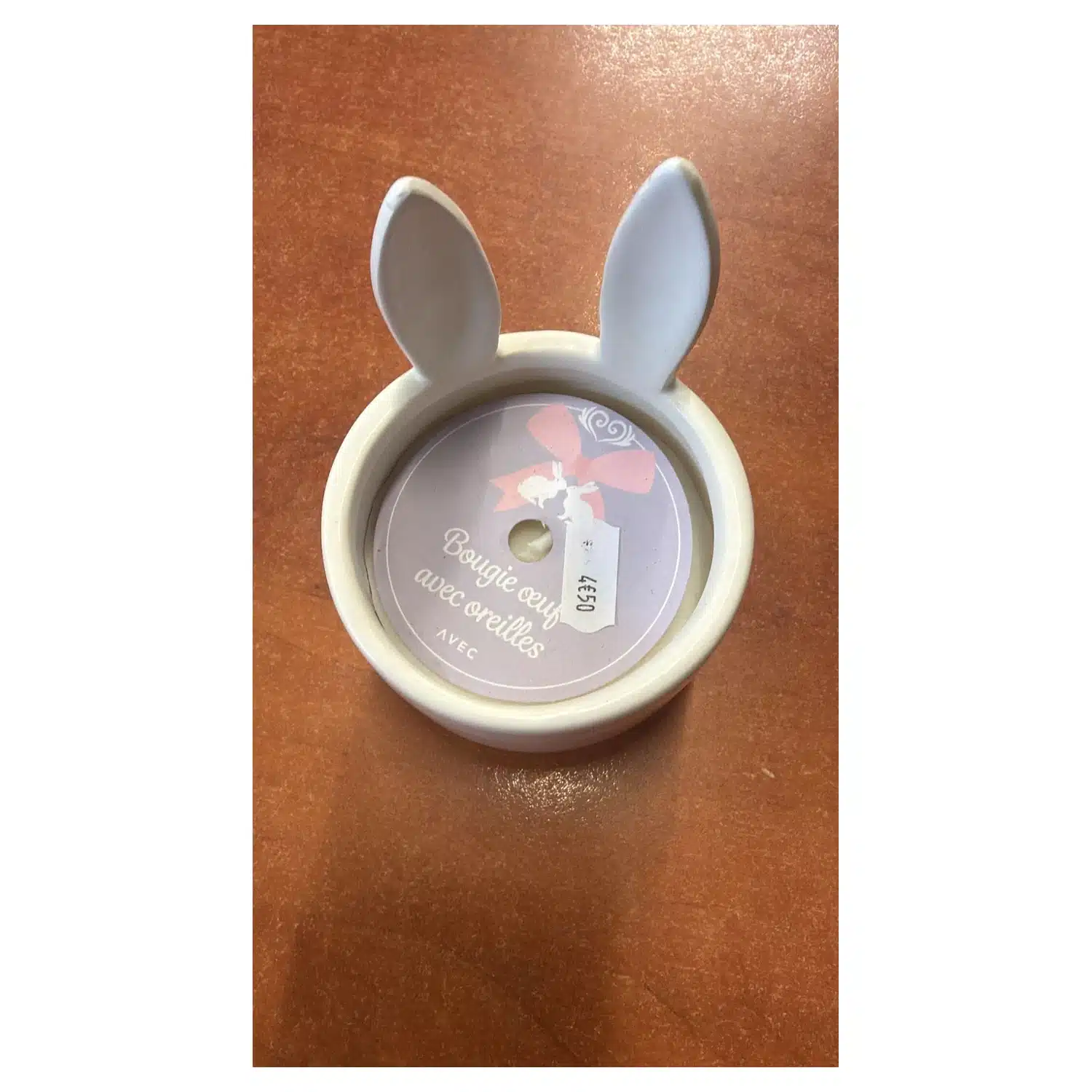 8715275521656 Bougie œuf avec oreilles de lapin - décoration de Pâques - AVEC – Image 1