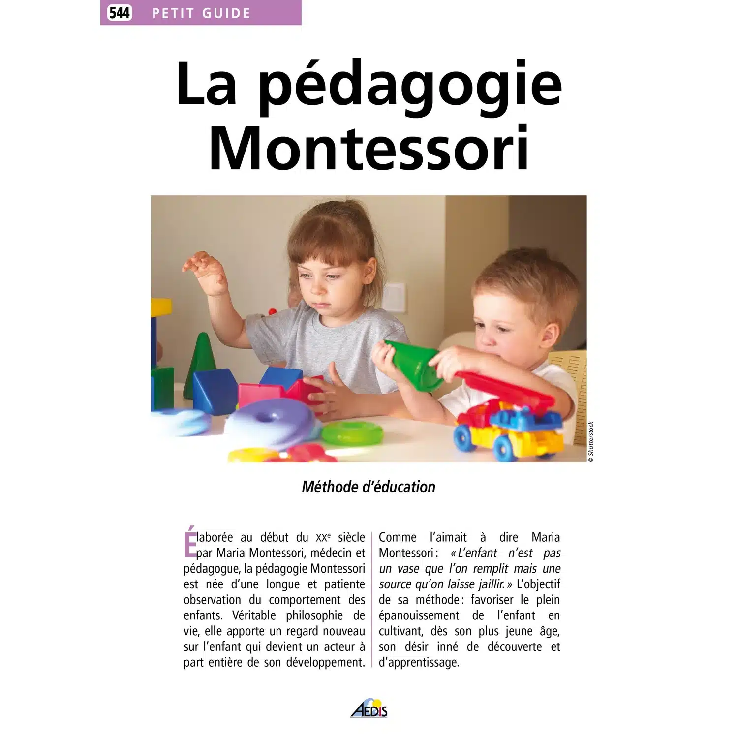 9782381480770 La pédagogie Montessori - Petit guide pratique 8 pages - AEDIS – Image 1