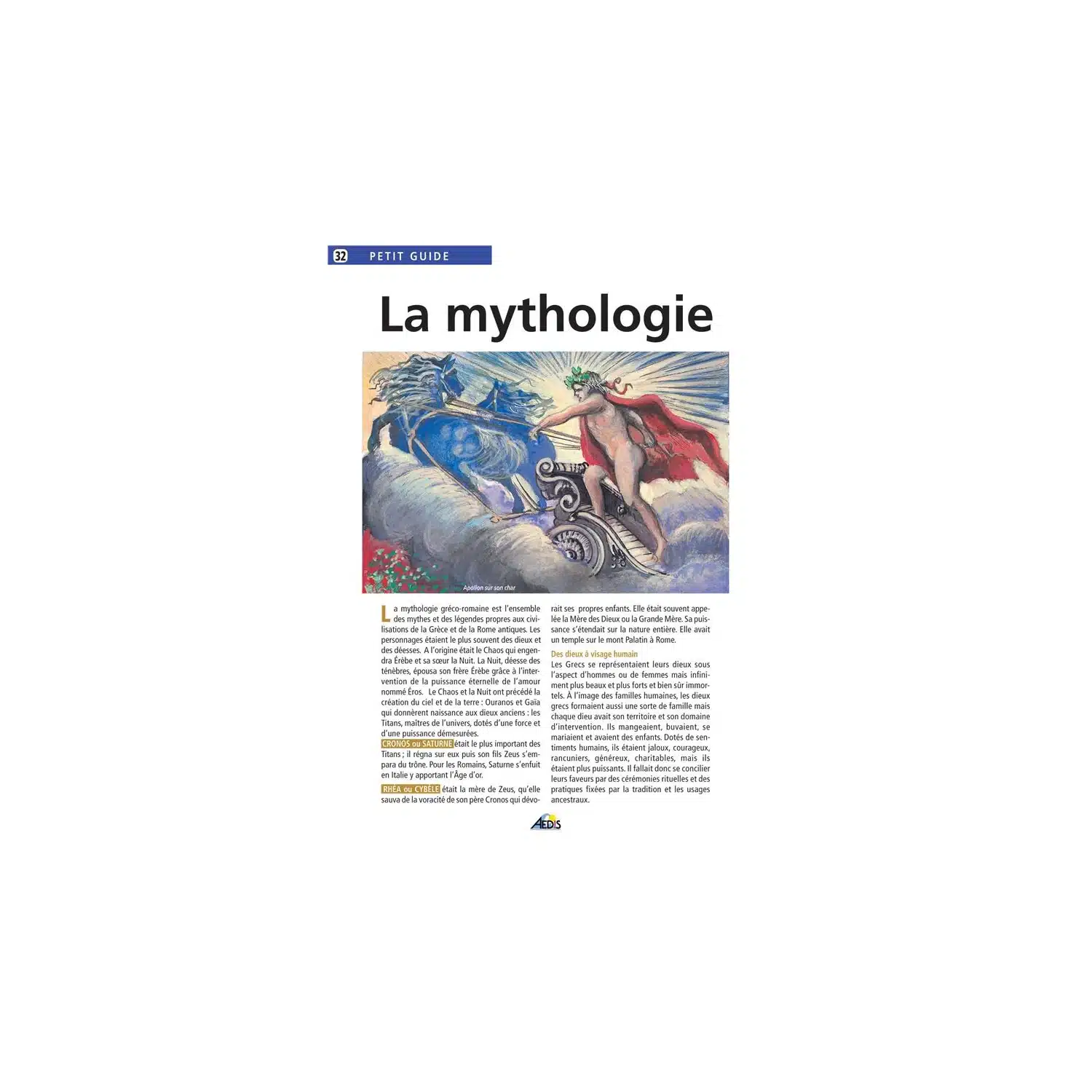 9782842590406 La mythologie - Petit guide n°32 - 8 pages - AEDIS EDITIONS – Image 1