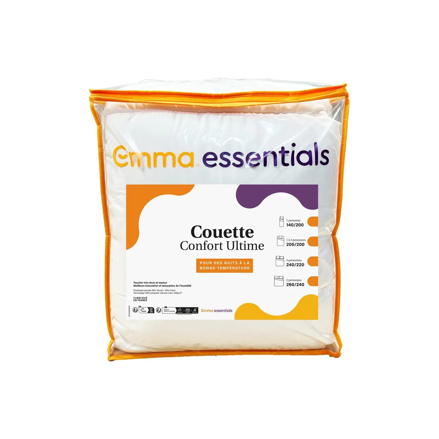 3245841742345 Couette Tencel Chaude Enveloppe Percale de Coton 260x240cm – EMMA – Image 1