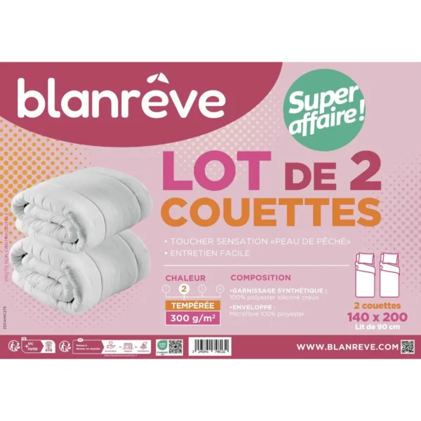 Couette Tempérée 140x200cm, Lot de 2 – BLANREVE