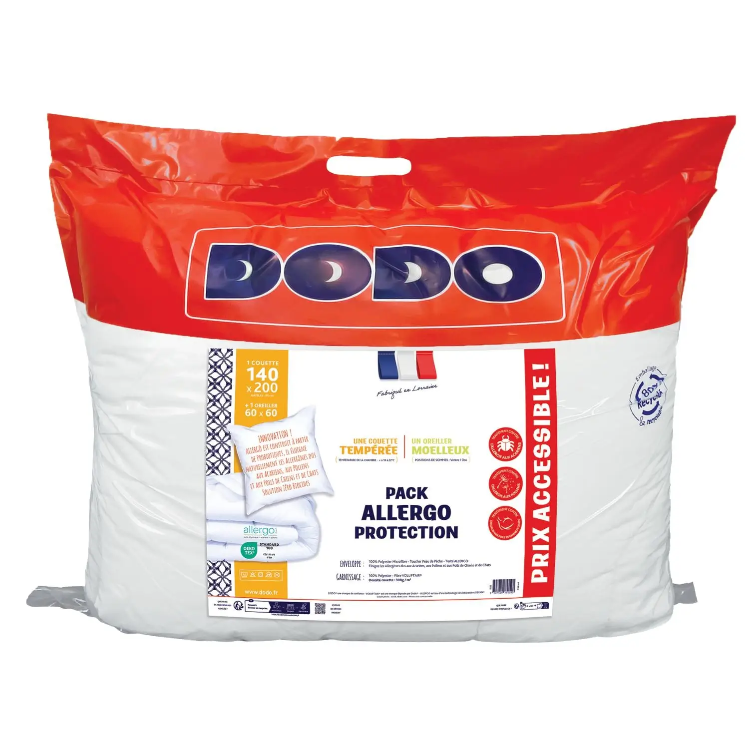 3307419751590 Ensemble Couette Tempérée 140x200 cm et Oreiller 60x60 cm Allergo Protection – DODO – Image 1