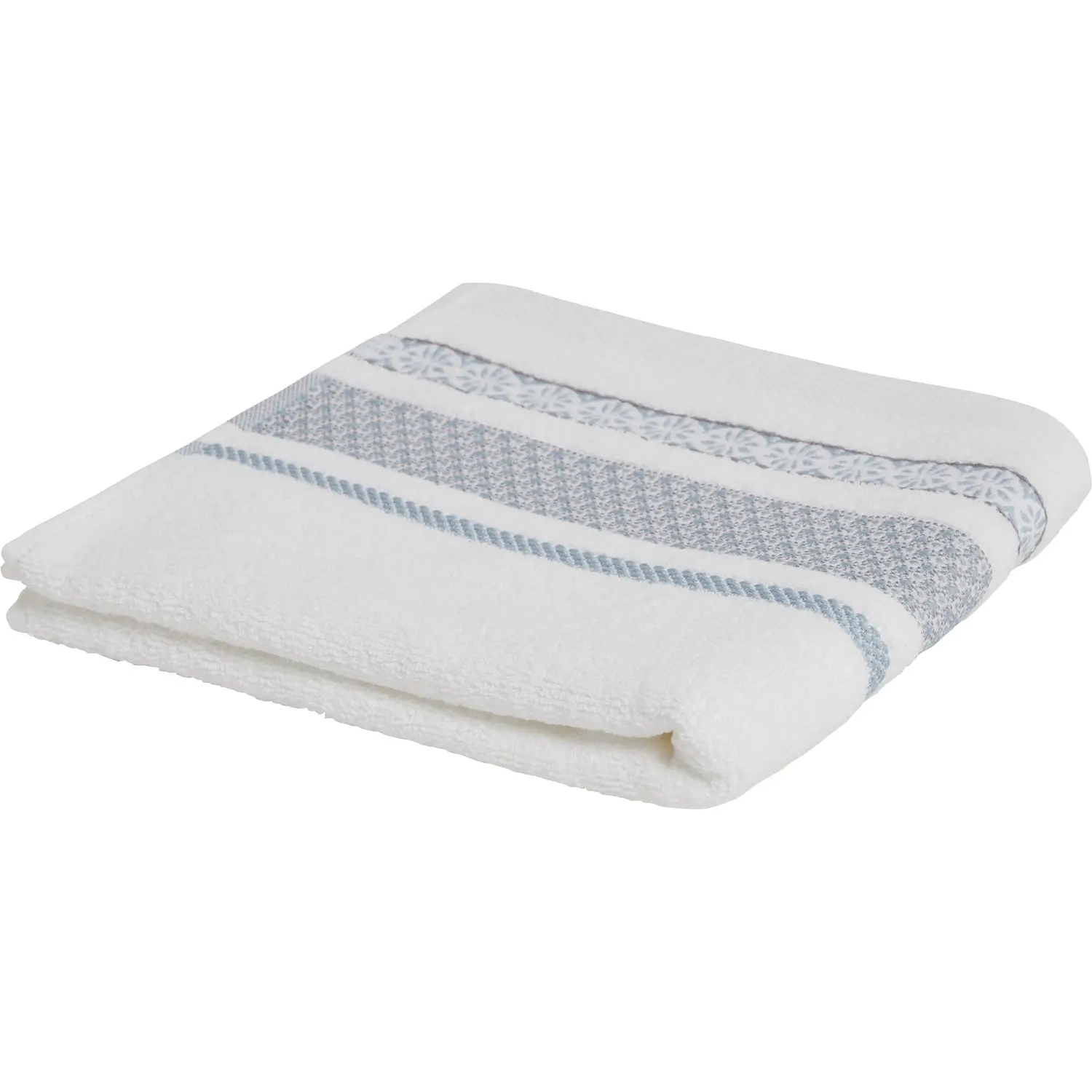 3616958746272 Serviette de toilette Gaia Blanc Coton 50x90cm – TEX HOME – Image 1