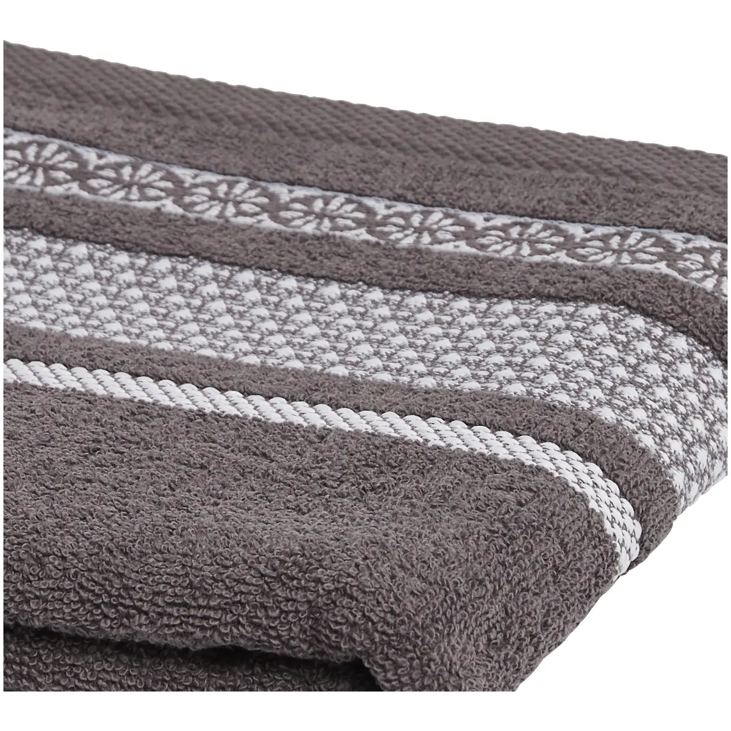 3616958746319 Serviette de toilette Gaia Gris Coton 50x90cm – TEX HOME – Image 1