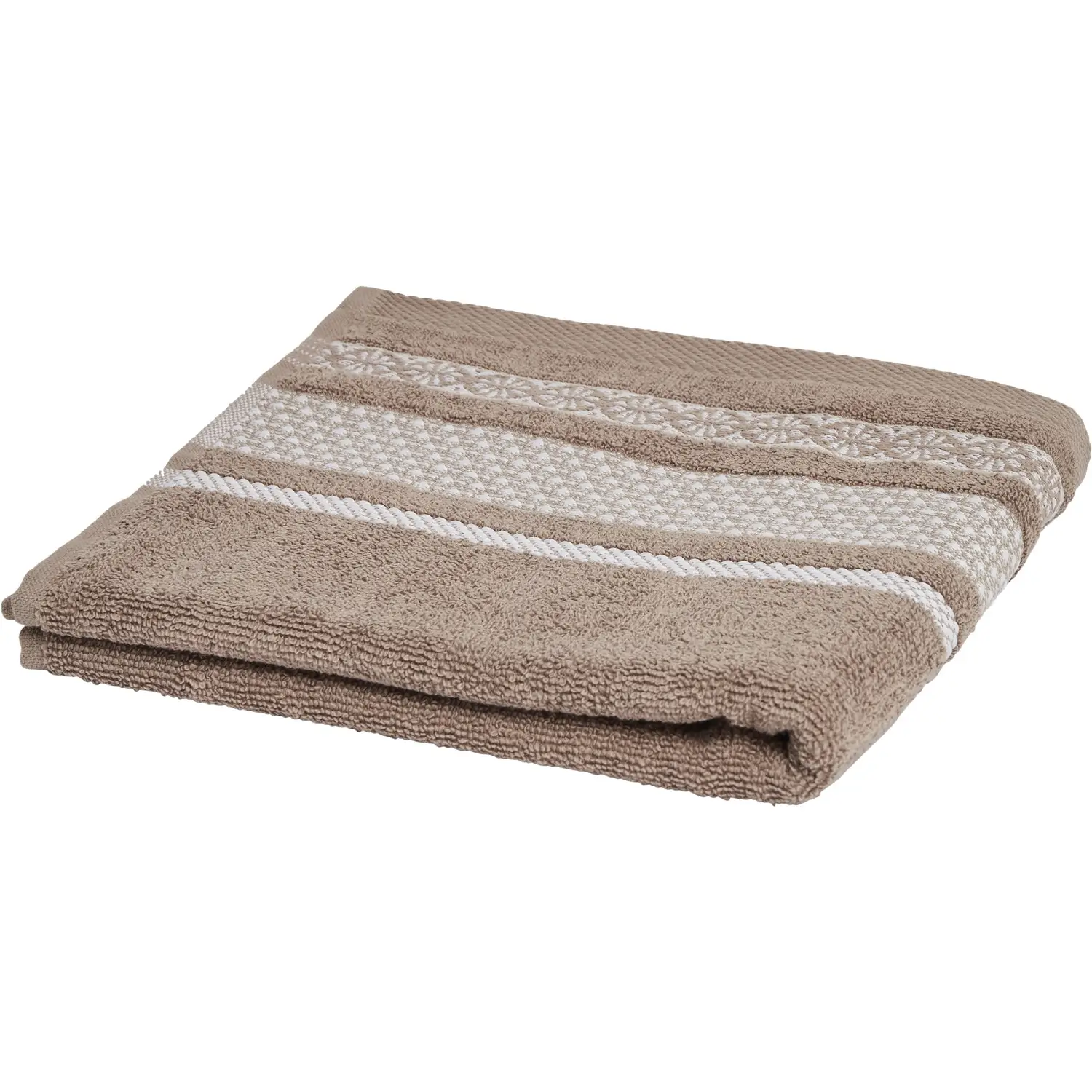 3616958746371 Serviette de toilette Gaia Taupe Coton 50x90cm – TEX HOME – Image 1