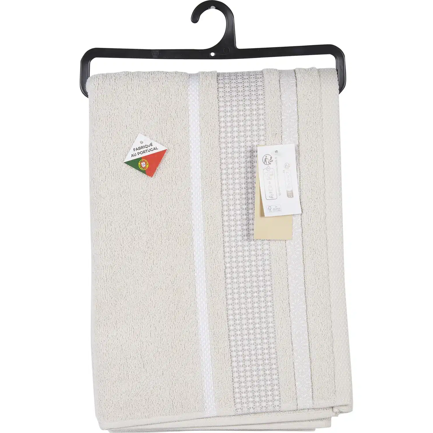 3616958746562 Drap de douche Gaia Coton Beige 70x140cm – TEX HOME – Image 1
