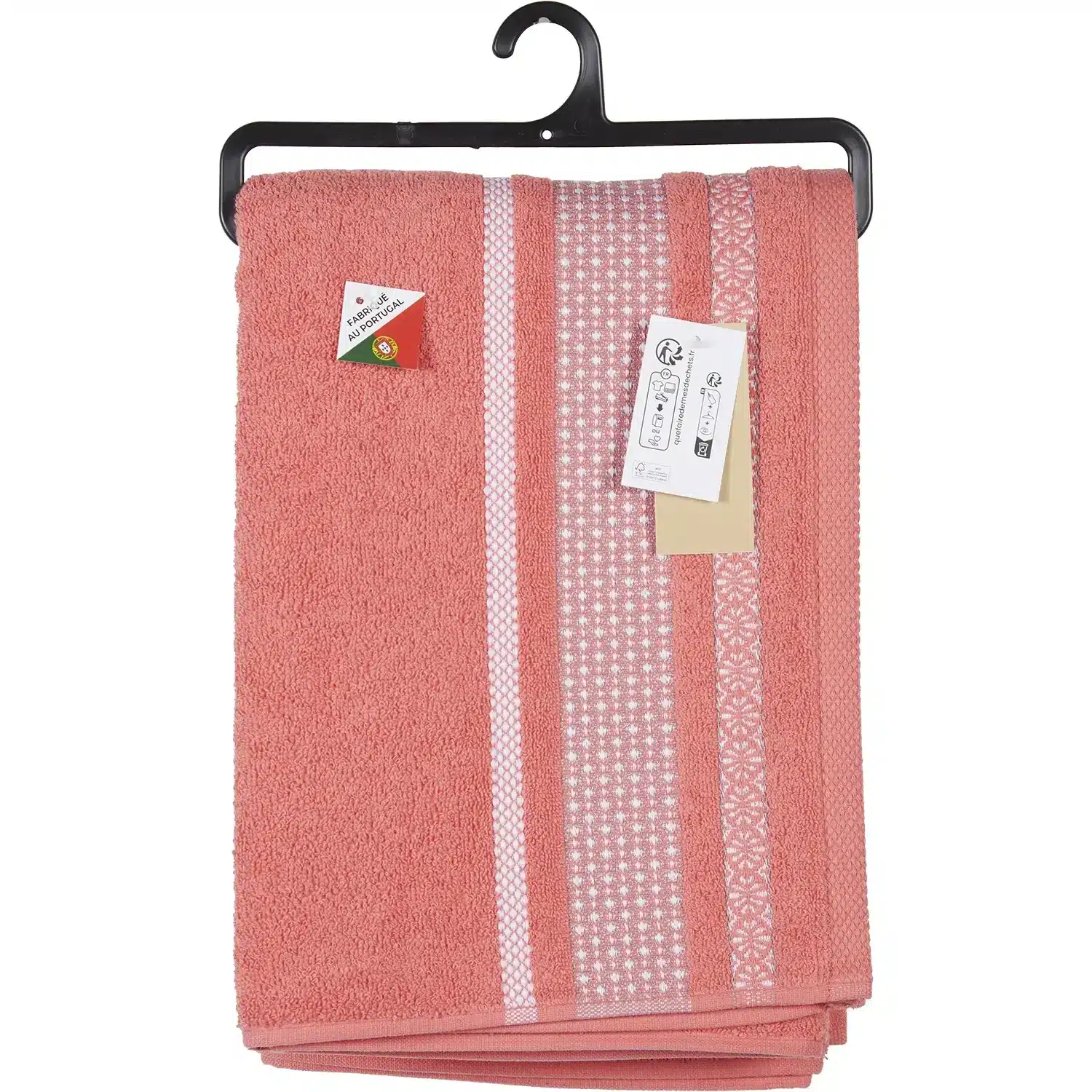3616958746586 Drap de douche Gaia Corail Imprimé Coton 70x140cm – TEX HOME – Image 1