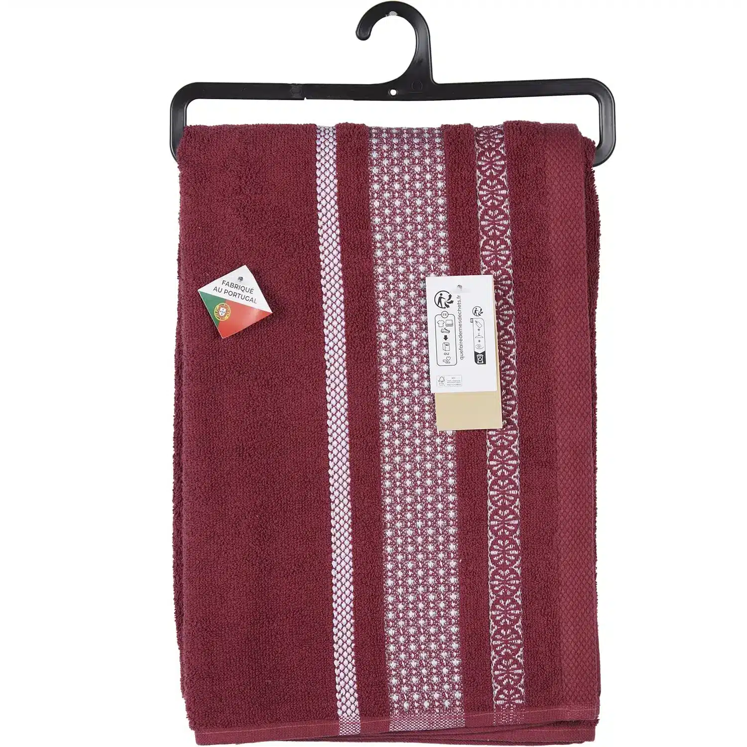 3616958746647 Drap de douche Gaia Prune Coton 70x140cm – TEX HOME – Image 1