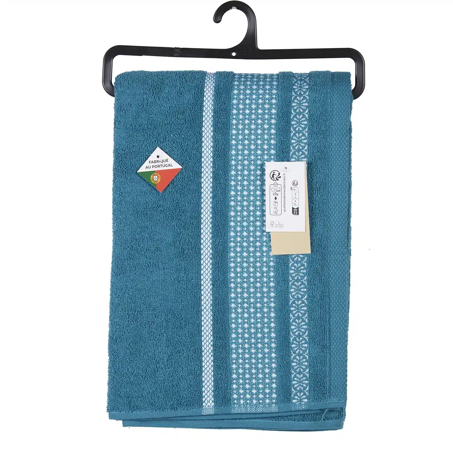 3616958746661 Drap de douche Vert Imprimé Coton 70x140cm Gaia – TEX HOME – Image 1