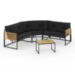 Salon de jardin IDMARKET Rio 6 places cordage rotin noir