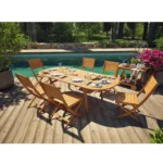 Ensemble de jardin HYBA Halong Bois d'Acacia 6 places extensible – Image 2