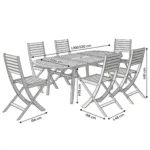 Ensemble de jardin HYBA Halong Bois d'Acacia 6 places extensible – Image 3