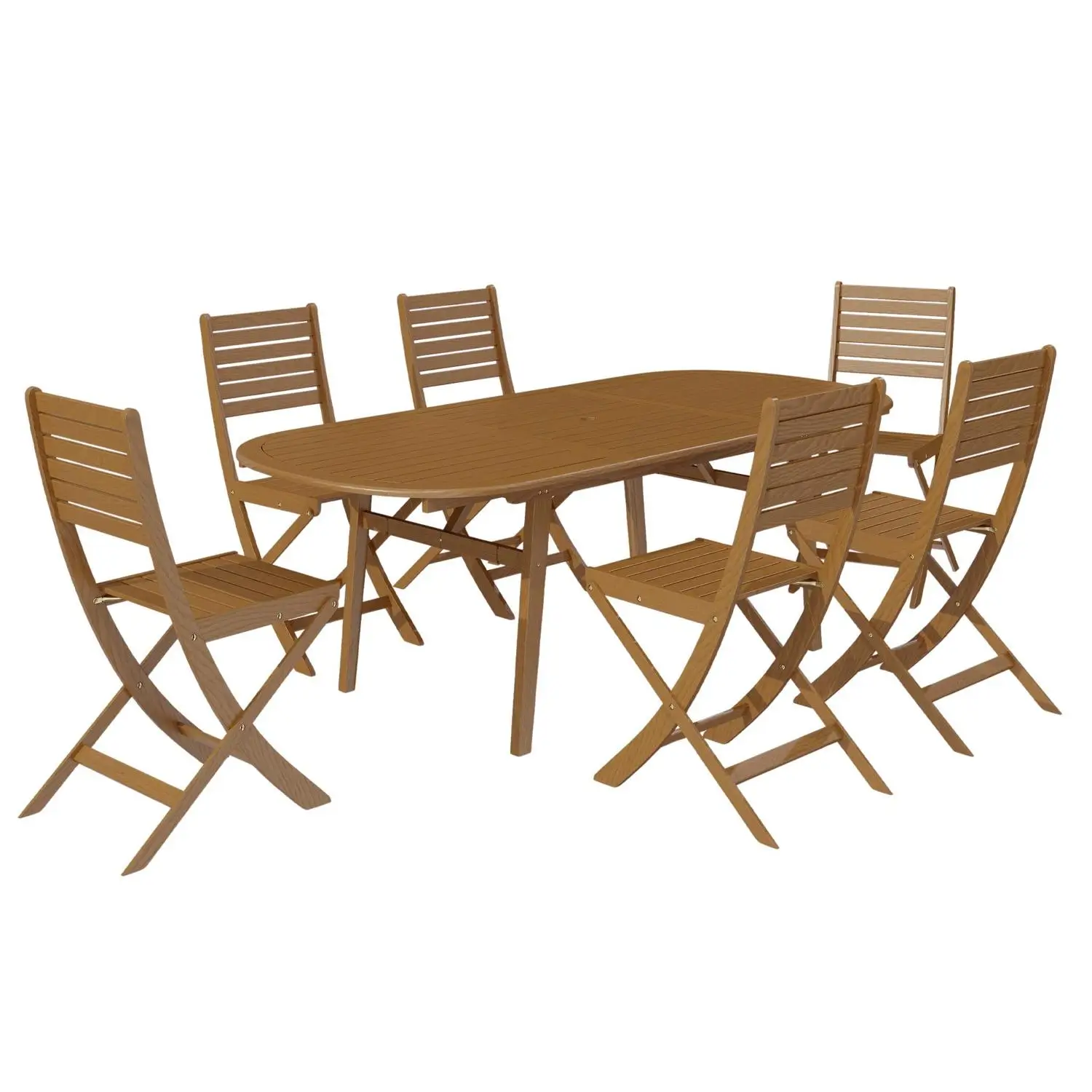 3617702258669 Ensemble de jardin HYBA Halong Bois d'Acacia 6 places extensible – Image 1