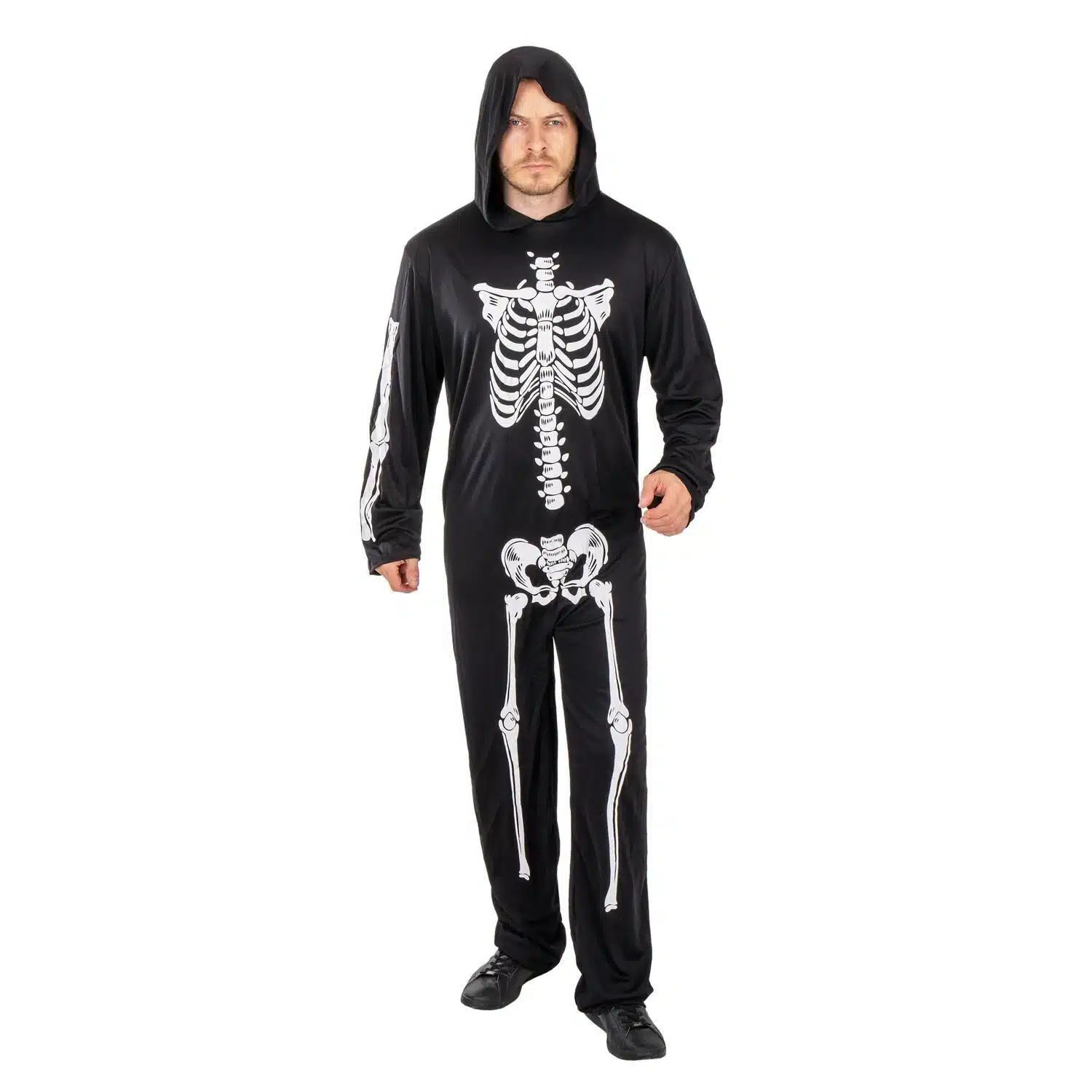3523160210944 Déguisement Squelette adulte S/M, combinaison à capuche – P'TIT CLOWN – Image 1