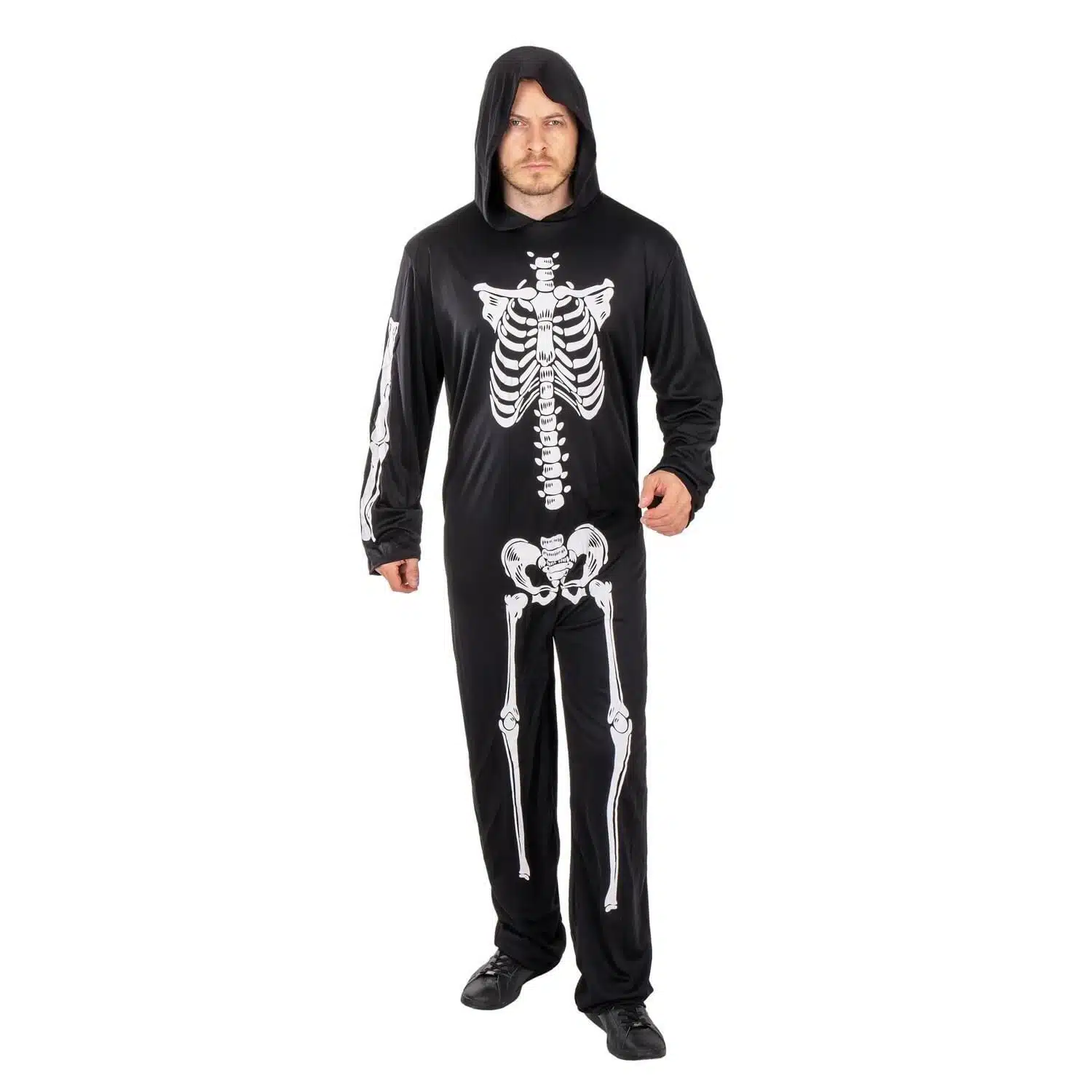 3523160210951 Déguisement Squelette adulte L/XL, combinaison à capuche – P'TIT CLOWN – Image 1