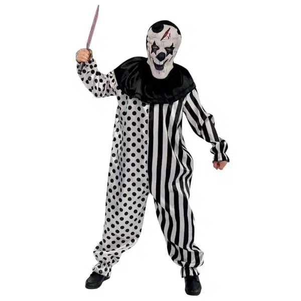 Déguisement Arlequin Horreur adulte S/M, combinaison et cagoule
