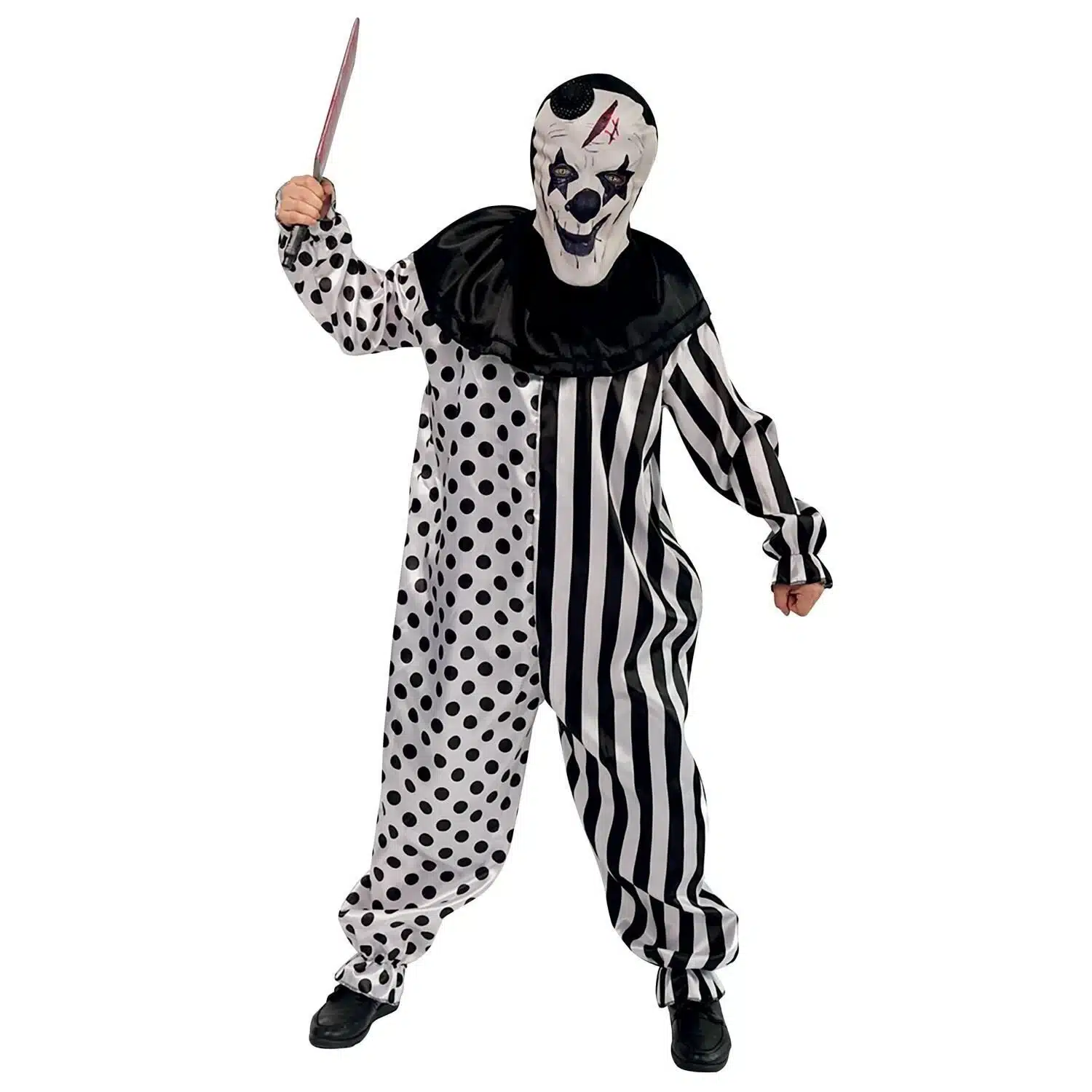3523160667595 Déguisement Arlequin Horreur adulte L/XL, combinaison et cagoule – P'TIT CLOWN – Image 1