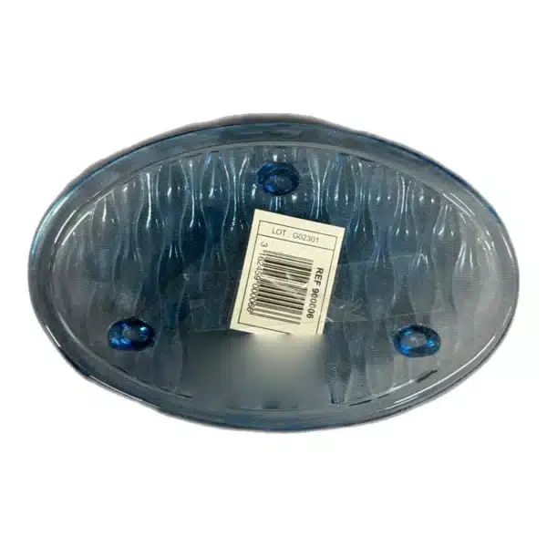 Porte-savon ovale en verre bleu translucide à fond ondulé