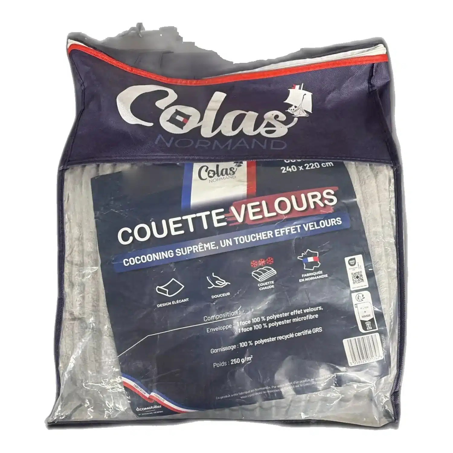 3258525071747 Couette chaude velours Cocooning suprême 240x220 cm COLAS NORMAND – Image 1