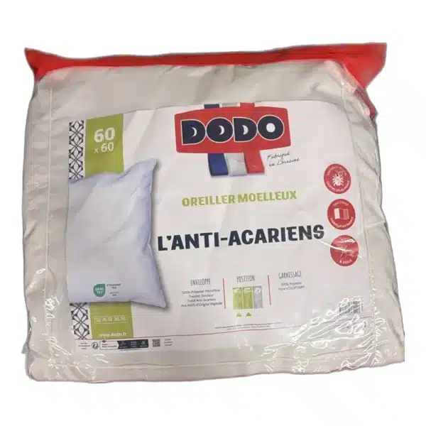 Oreiller moelleux anti-acariens 60x60 cm Volupt'Air DODO