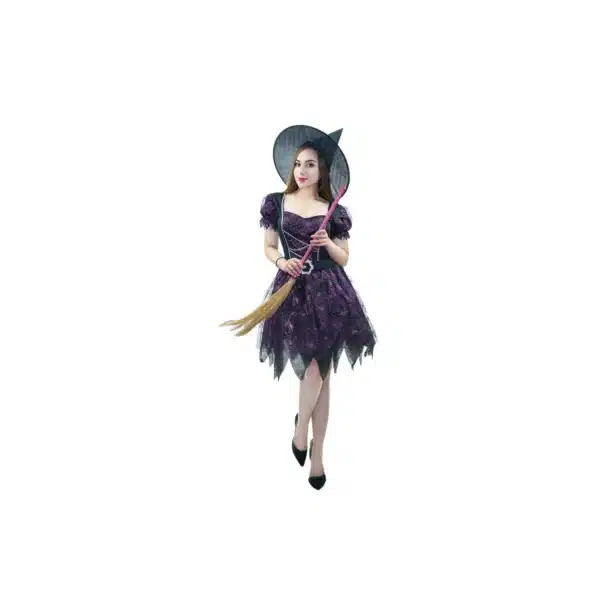 Déguisement de sorcière violette avec chapeau, adulte L/XL · P’tit Clown