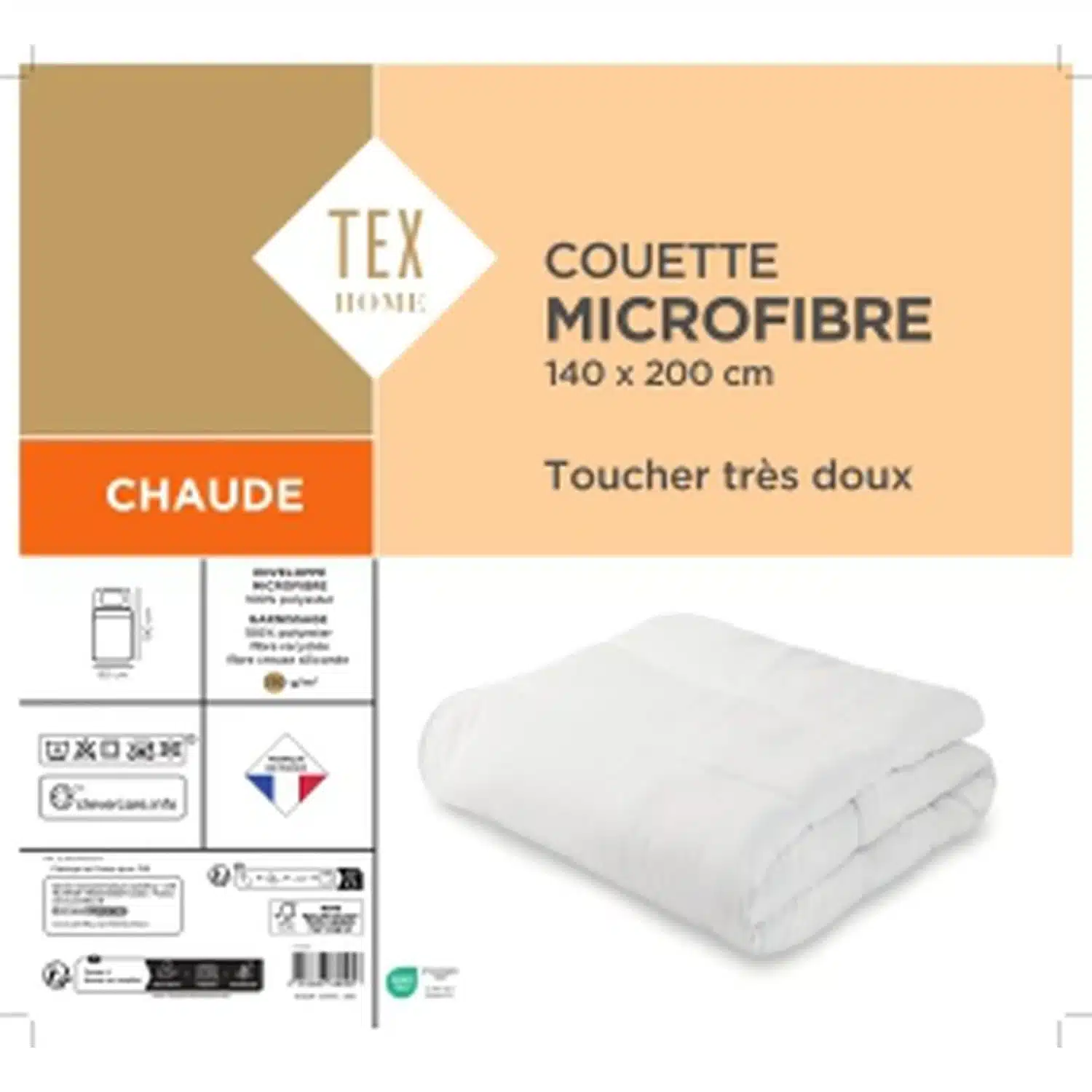 3613866680957 Couette chaude microfibre 140x200 cm TEX HOME – Image 1