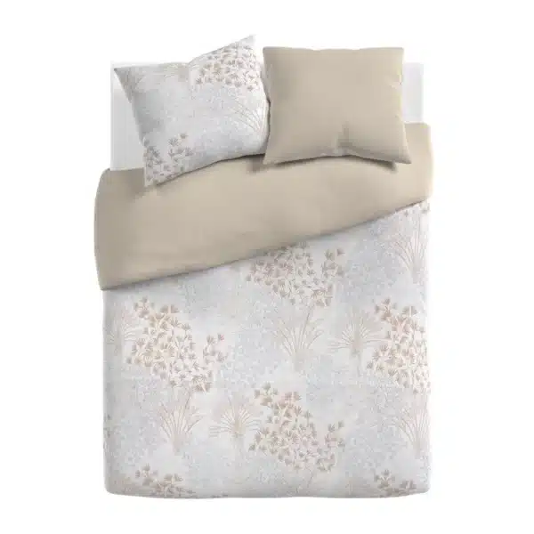 Parure de lit Sagara 240x220 cm 100% coton beige imprimé TEX HOME
