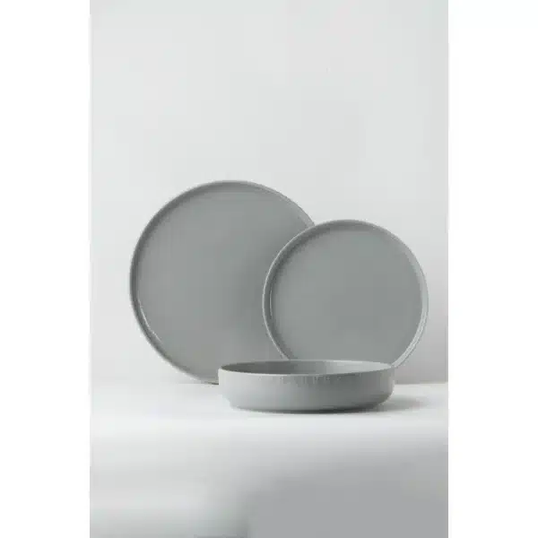 Service de vaisselle Serenity 12 pièces en grès gris CARREFOUR HOME